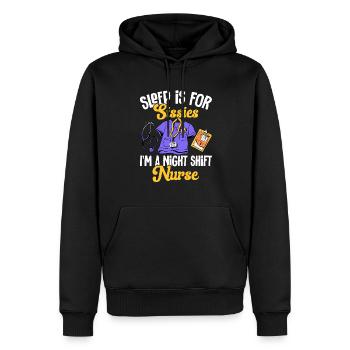 Night Shift Nurse - Men’s Premium Organic Hoodie - black - Front - Nico (187cm)