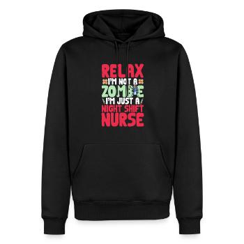 Night Shift Nurse - Men’s Premium Organic Hoodie - black - Front - Nico (187cm)