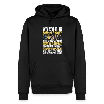 Night Shift Nurse - Men’s Premium Organic Hoodie - black - Front - Nico (187cm)
