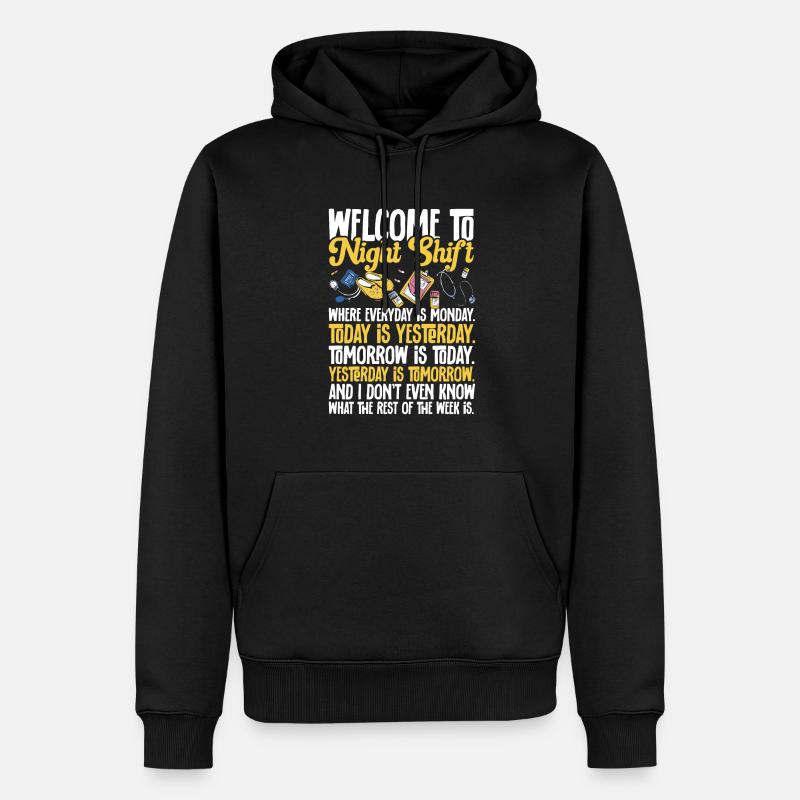 Infirmière de nuit - Sweat à capuche Premium bio Homme - noir