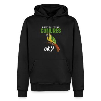 Molina Perruche Perroquet Perruche Oiseau Perruche - Sweat à capuche Premium bio Homme - noir - Devant - Nico (187cm)