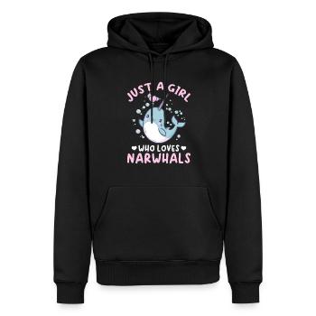 Funny Narwhal Animal Just A Girl Who Loves Narwhal - Männer Premium Bio Hoodie - Schwarz - Vorne - Nico (187cm)