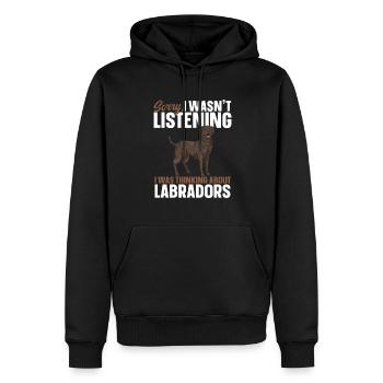 Schoko Brauner Labrador Retriever Hund - Männer Premium Bio Hoodie - Schwarz - Vorne - Nico (187cm)