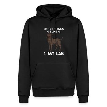 Chien Labrador Retriever brun chocolat - Sweat à capuche Premium bio Homme - noir - Devant - Nico (187cm)