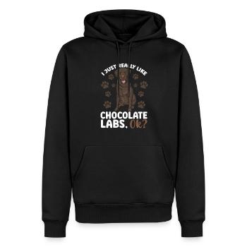 Chien Labrador Retriever Brun Chocolat - Sweat à capuche Premium bio Homme - noir - Devant - Nico (187cm)