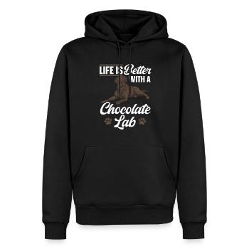 Schoko Brauner Labrador Retriever Hund - Männer Premium Bio Hoodie - Schwarz - Vorne - Nico (187cm)