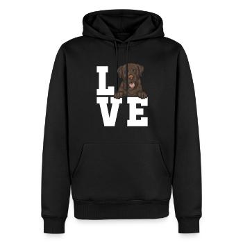 Chien Labrador Retriever brun chocolat - Sweat à capuche Premium bio Homme - noir - Devant - Nico (187cm)