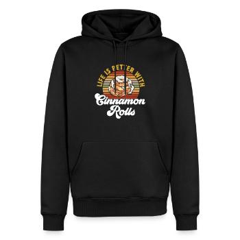 Rouleau à la cannelle - Sweat à capuche Premium bio Homme - noir - Devant - Nico (187cm)