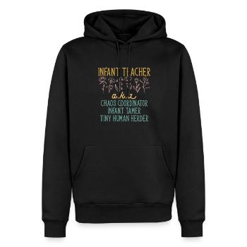 Enseignante de maternelle Éducatrice de centre de garde - Sweat à capuche Premium bio Homme - noir - Devant - Nico (187cm)