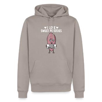Légumes-racines de patates douces - Sweat à capuche Premium bio Homme - taupe - Devant - Nico (187cm)