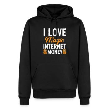 Bitcoin Kryptowährung BTC Crypto Trader - Männer Premium Bio Hoodie - Schwarz - Vorne - Nico (187cm)