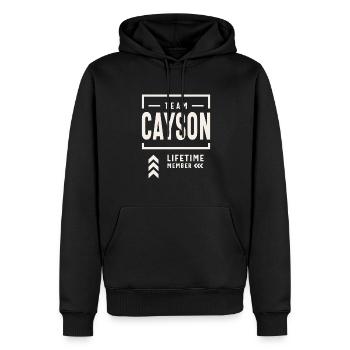Team Cayson Lifetime Member Funny Name Cayson - Men’s Premium Organic Hoodie - black - Front - Nico (187cm)