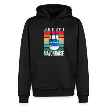 Mayonnaise - Sweat à capuche Premium bio Homme - noir - Devant - Nico (187cm)