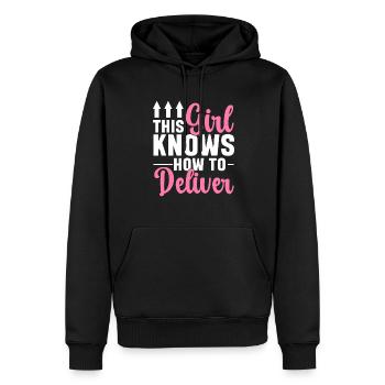 Lieferant Paket Lieferung - Männer Premium Bio Hoodie - Schwarz - Vorne - Nico (187cm)