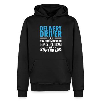Lieferant Paket Lieferung - Männer Premium Bio Hoodie - Schwarz - Vorne - Nico (187cm)