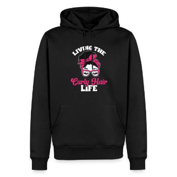 Cheveux bouclés Boucles afro Cheveux naturels - Sweat à capuche Premium bio Homme - noir - Devant - Nico (187cm)