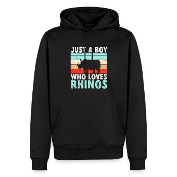 Nashorn Rhino Einhorn - Männer Premium Bio Hoodie - Schwarz - Vorne - Nico (187cm)