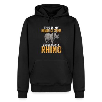 Nashorn Rhino Einhorn - Männer Premium Bio Hoodie - Schwarz - Vorne - Nico (187cm)
