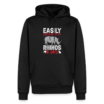 Nashorn Rhino Einhorn - Männer Premium Bio Hoodie - Schwarz - Vorne - Nico (187cm)