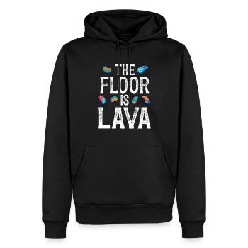 Le sol est en bloc de lave - Sweat à capuche Premium bio Homme - noir - Devant - Nico (187cm)
