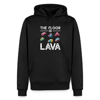 Le sol est en bloc de lave - Sweat à capuche Premium bio Homme - noir - Devant - Nico (187cm)