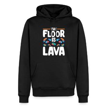 Le sol est en bloc de lave - Sweat à capuche Premium bio Homme - noir - Devant - Nico (187cm)