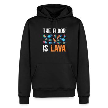 Le sol est en bloc de lave - Sweat à capuche Premium bio Homme - noir - Devant - Nico (187cm)
