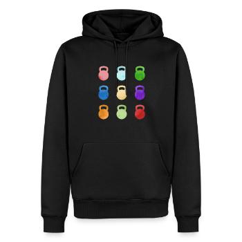 Kettlebell Workout Entraînement de fitness - Sweat à capuche Premium bio Homme - noir - Devant - Nico (187cm)
