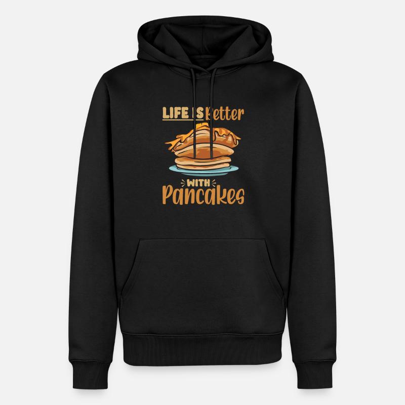 Pancake Frühstück Pfannkuchen - Männer Premium Bio Hoodie - Schwarz