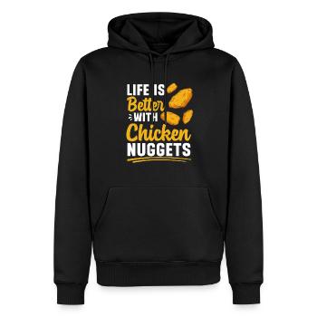 Chicken Nugget Liebhaber Chicken Nuggets - Männer Premium Bio Hoodie - Schwarz - Vorne - Nico (187cm)