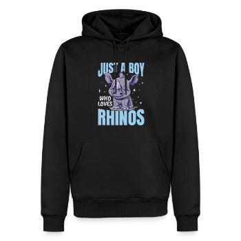 Rhinozeros Animal Just A Boy Who Loves Rhinos - Männer Premium Bio Hoodie - Schwarz - Vorne - Nico (187cm)