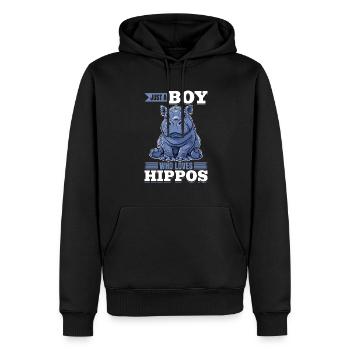 Drôle d’hippopotame hippopotame animal juste un garçon qui - Sweat à capuche Premium bio Homme - noir - Devant - Nico (187cm)