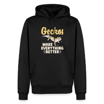 Leopardgecko Reptil Haustier Gecko - Männer Premium Bio Hoodie - Schwarz - Vorne - Nico (187cm)