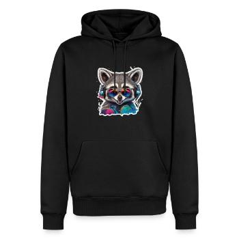 Waschbär Mit Kopfhörern Graffiti Kunst - Männer Premium Bio Hoodie - Schwarz - Vorne - Nico (187cm)