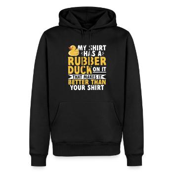 Canard en caoutchouc Canard en caoutchouc - Sweat à capuche Premium bio Homme - noir - Devant - Nico (187cm)