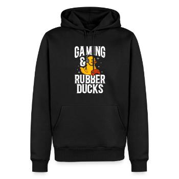 Canard en caoutchouc Canard en caoutchouc - Sweat à capuche Premium bio Homme - noir - Devant - Nico (187cm)