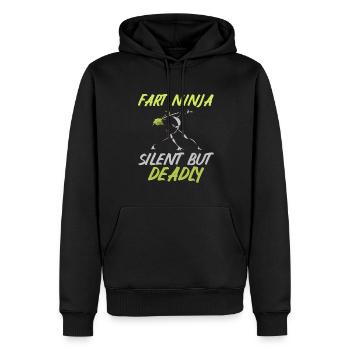 pet pète pète pète - Sweat à capuche Premium bio Homme - noir - Devant - Nico (187cm)