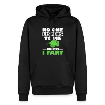 pet pète pète pète - Sweat à capuche Premium bio Homme - noir - Devant - Nico (187cm)
