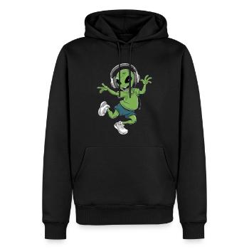 Alien with headphones - Men’s Premium Organic Hoodie - black - Front - Nico (187cm)