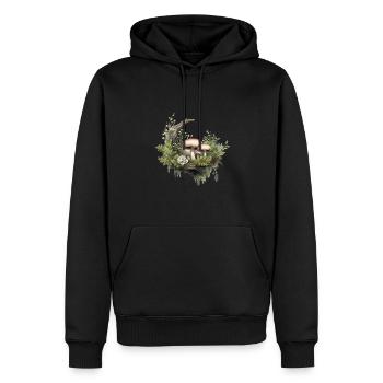 Waldpilze und Moos mit Rose - Männer Premium Bio Hoodie - Schwarz - Vorne - Nico (187cm)