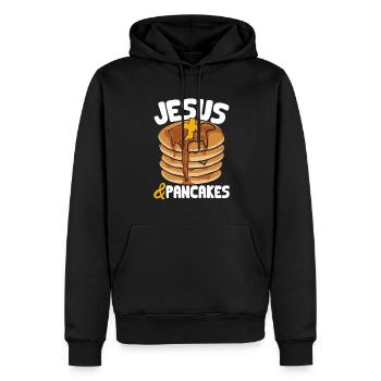 Crêpes Petit-déjeuner Crêpes - Sweat à capuche Premium bio Homme - noir - Devant - Nico (187cm)