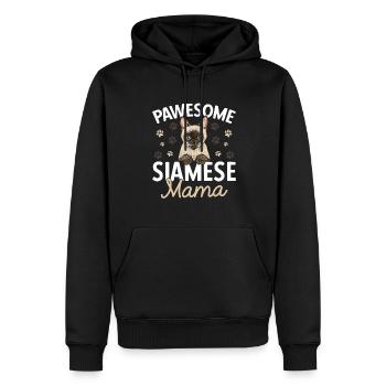 Chat siamois Chat siamois - Sweat à capuche Premium bio Homme - noir - Devant - Nico (187cm)