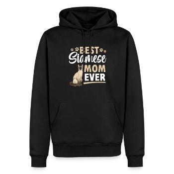 Chat siamois Chat siamois - Sweat à capuche Premium bio Homme - noir - Devant - Nico (187cm)