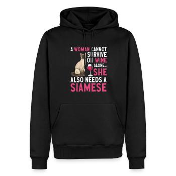Chat siamois Chat siamois - Sweat à capuche Premium bio Homme - noir - Devant - Nico (187cm)