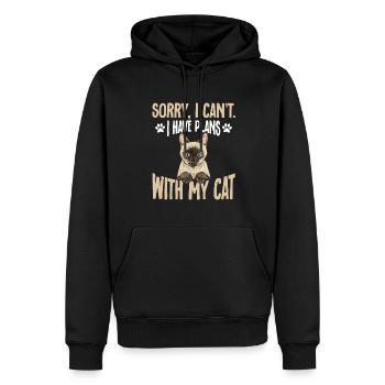 Chat siamois Chat siamois - Sweat à capuche Premium bio Homme - noir - Devant - Nico (187cm)