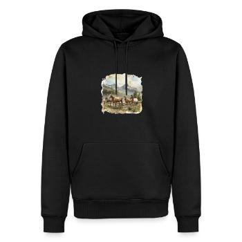 Pferde Vor Berglandschaft Gemälde - Männer Premium Bio Hoodie - Schwarz - Vorne - Nico (187cm)