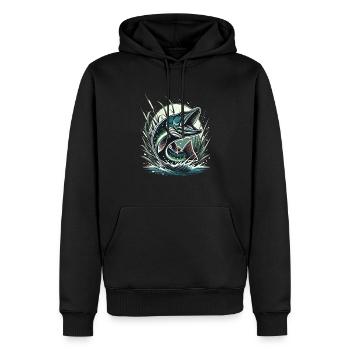 Aventure de pêche au brochet réaliste - Sweat à capuche Premium bio Homme - noir - Devant - Nico (187cm)