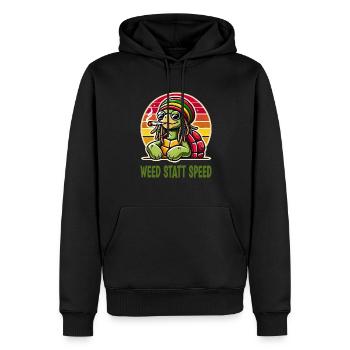 De l’herbe au lieu de la vitesse Cool Turtle - Sweat à capuche Premium bio Homme - noir - Devant - Nico (187cm)
