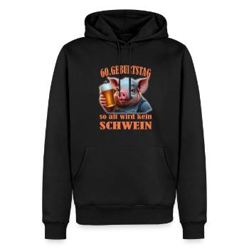 60th birthday No pig gets that old - Men’s Premium Organic Hoodie - black - Front - Nico (187cm)