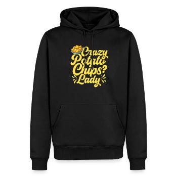 Crazy potato chips lady women aime les collations à base de pommes de terre - Sweat à capuche Premium bio Homme - noir - Devant - Nico (187cm)